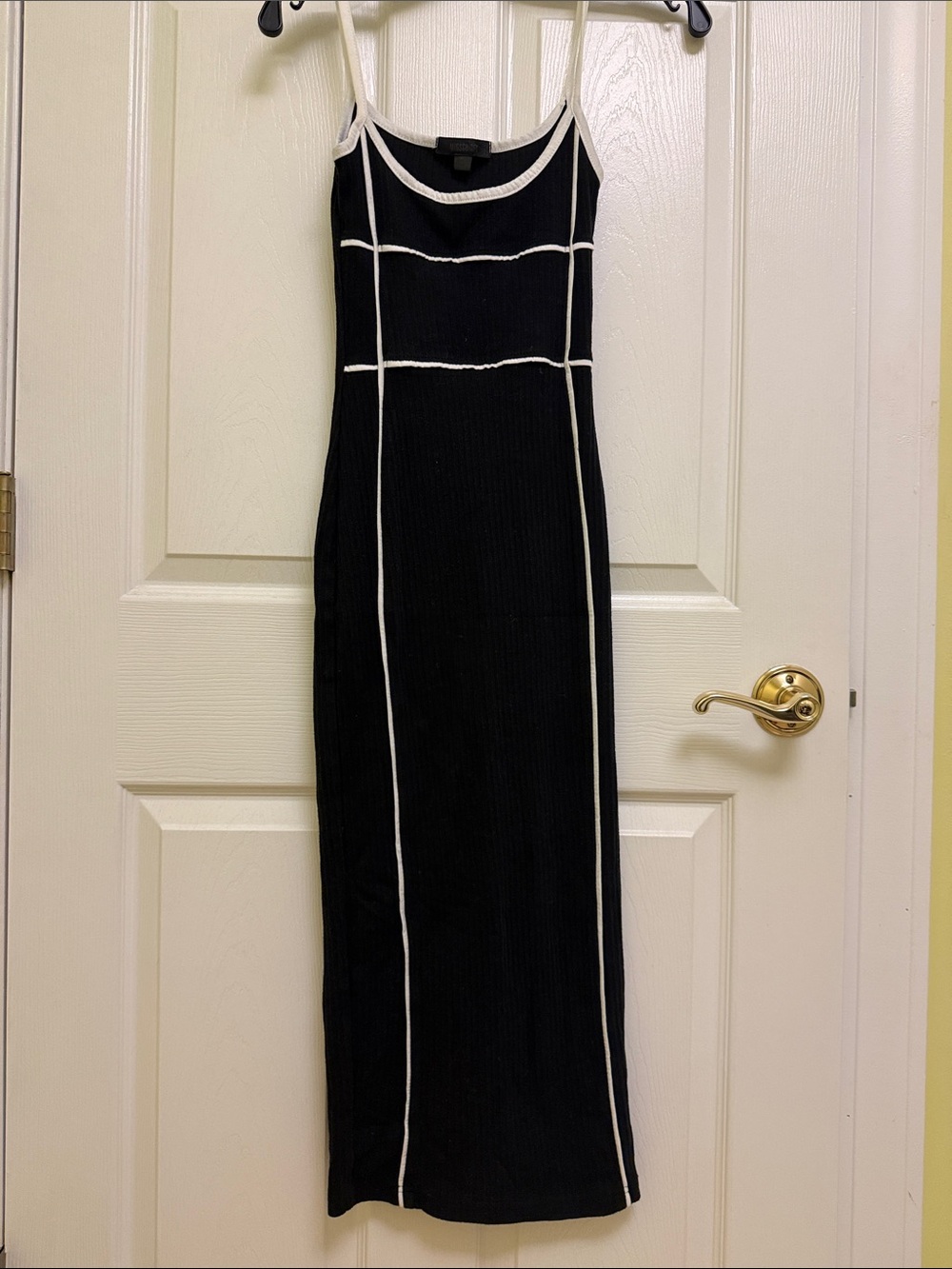 Missguided Black White Contrast Piping Maxi Dress